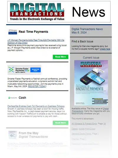 J.P. Morgan Payments Taps Visa Direct; PayNearMe’s Toll Payment Tack; Zark Expands Payment Options